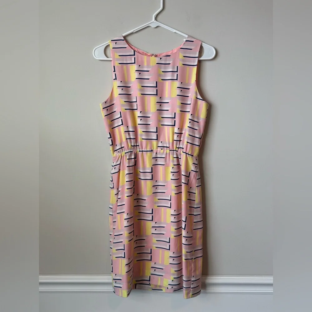 J. Crew Vibrant Pink and Yellow Geometric Mini Dress size 2